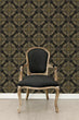 Load image into Gallery viewer, Art Deco Victorian black and gold damask peel and stick wallpaper
