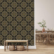 Load image into Gallery viewer, Art Deco Victorian black and gold damask peel and stick wallpaper
