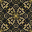 Load image into Gallery viewer, Art Deco Victorian black and gold damask peel and stick wallpaper

