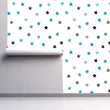 Load image into Gallery viewer, Blue stars kids room peel and stick wallpaper
