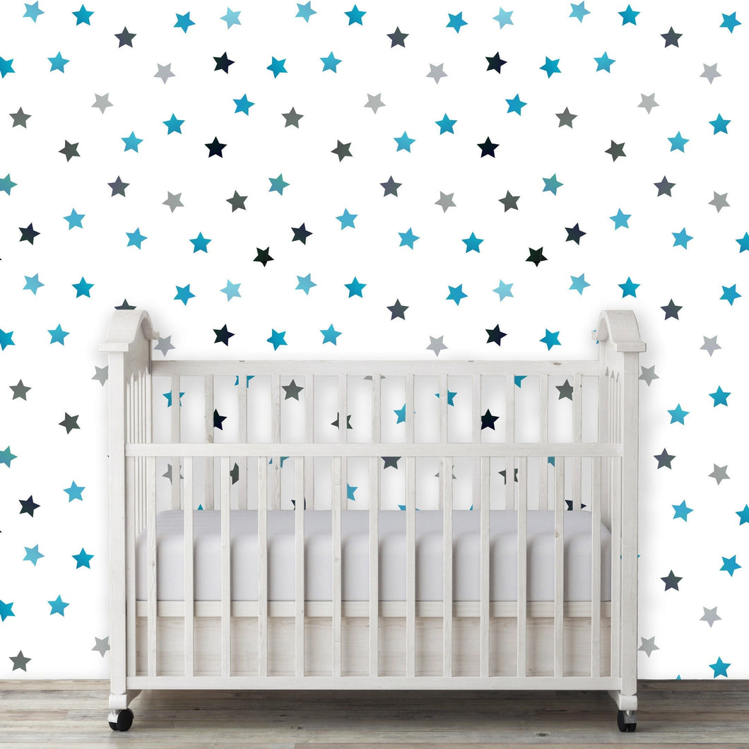 Kids' room blue star peel and stick wallpaper