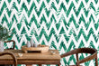 Load image into Gallery viewer, Geometric palm leaves tropical fabric peel and stick wallpaper
