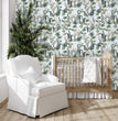 Load image into Gallery viewer, Bird chinoiserie botanical peel and stick wallpaper
