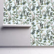 Load image into Gallery viewer, Blue Victorian bird chinoiserie botanical fabric blend peel and stick wallpaper
