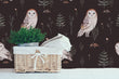 Load image into Gallery viewer, Peel and stick woodland owl dark wallpaper
