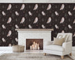 Load image into Gallery viewer, Peel and stick woodland owl dark wallpaper
