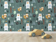 Load image into Gallery viewer, Blue woodland animals boy room peel and stick wallpaper
