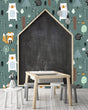 Load image into Gallery viewer, Blue woodland animals boy room peel and stick wallpaper
