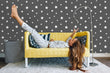 Load image into Gallery viewer, Kids room grey star peel and stick wallpaper
