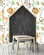 Load image into Gallery viewer, Zoo safari animals boy nursery peel and stick wallpaper
