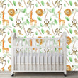 Load image into Gallery viewer, Zoo safari animals boy nursery peel and stick wallpaper
