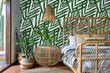 Load image into Gallery viewer, Tropical palm mid-century modern peel and stick wallpaper
