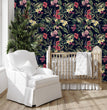 Load image into Gallery viewer, Antique Chinoiserie botanical dark floral peel and stick wallpaper
