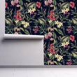 Load image into Gallery viewer, Antique Chinoiserie botanical dark floral peel and stick wallpaper
