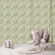 Load image into Gallery viewer, Girl room paisley pink and green peel and stick wallpaper
