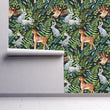 Load image into Gallery viewer, Woodland animals deer and rabbit forest kids fabric peel and stick wallpaper
