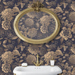 Load image into Gallery viewer, Victorian antique dark floral blue and gold peel and stick wallpaper
