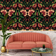 Load image into Gallery viewer, Chinoiserie Victorian dark floral botanical peel and stick wallpaper
