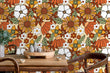 Load image into Gallery viewer, Mid-century modern vintage floral orange peel and stick wallpaper
