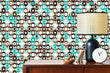Load image into Gallery viewer, Retro vintage Mid-century modern blue and brown peel and stick wallpaper
