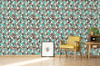 Load image into Gallery viewer, Retro vintage Mid-century modern blue and brown peel and stick wallpaper
