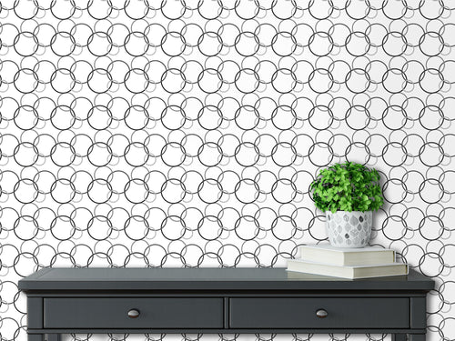 Grey geometric polka-dot peel and stick wallpaper