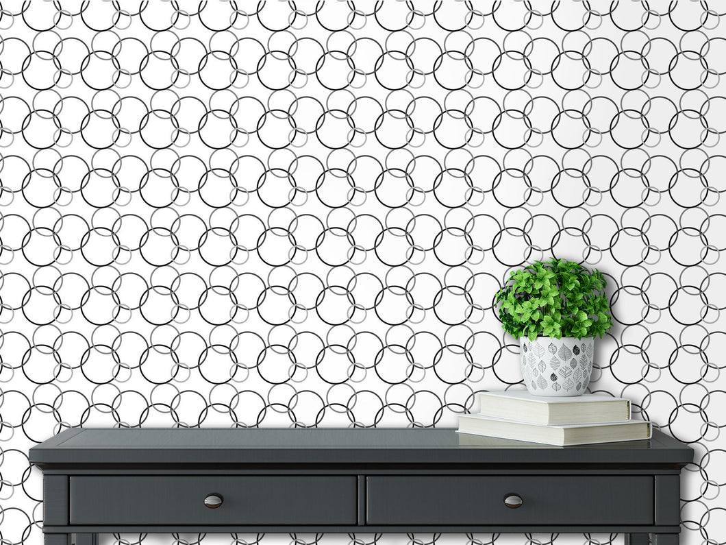 Grey geometric polka-dot peel and stick wallpaper