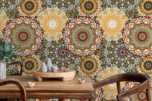 Boho vintage Mid-century Modern peel and stick wallpaper