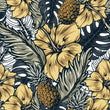 Load image into Gallery viewer, Victorian mid-century-modern floral blue and gold peel and stick wallpaper
