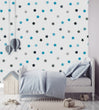 Load image into Gallery viewer, Blue stars kids room peel and stick wallpaper

