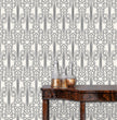 Load image into Gallery viewer, Grey antique Art Nouveau fabric blend peel and stick wallpaper
