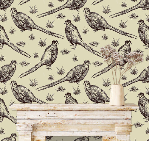 Victorian Wallpaper, Bird Wallpaper, Peel and Stick Wallpaper, Vintage Wallpaper, Antique Wallpaper, Fabric Wallpaper