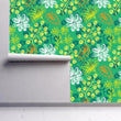 Load image into Gallery viewer, Botanical Wallpaper, Garden Wallpaper, Nursery Wallpaper Girl, Green Wallpaper, Peel and Stick Wallpaper, Fabric Wallpaper
