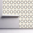 Load image into Gallery viewer, Mid-century modern vintage geometric grey and orange peel and stick wallpaper
