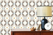 Load image into Gallery viewer, Mid-century modern vintage geometric grey and orange peel and stick wallpaper

