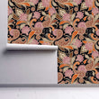 Load image into Gallery viewer, Victorian Chinoiserie dark floral pink peel and stick wallpaper
