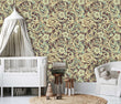 Load image into Gallery viewer, Chinoiserie botanical blue and grey floral Victorian peel and stick wallpaper
