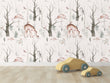 Load image into Gallery viewer, Deer and rabbit woodland animals peel and stick wallpaper
