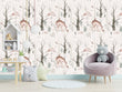 Load image into Gallery viewer, Deer and rabbit woodland animals peel and stick wallpaper
