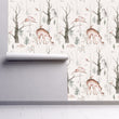 Load image into Gallery viewer, Deer and rabbit woodland animals peel and stick wallpaper
