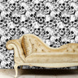 Load image into Gallery viewer, Gothic skull with flowers black and white peel and stick wallpaper
