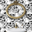 Load image into Gallery viewer, Gothic skull with flowers black and white peel and stick wallpaper
