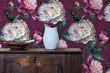 Load image into Gallery viewer, Purple Victorian antique botanical dark floral peel and stick wallpaper
