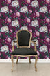 Load image into Gallery viewer, Purple Victorian antique botanical dark floral peel and stick wallpaper
