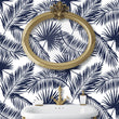 Load image into Gallery viewer, Blue vintage Mid-century modern palm tropical peel and stick wallpaper
