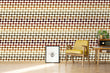 Load image into Gallery viewer, Brown retro vintage mid century modern geometric peel and stick wallpaper
