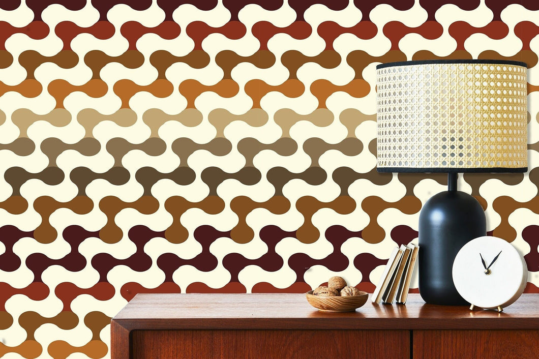 Retro Wallpaper, Mid-Century Wallpaper, Geometric Wallpaper, Peel and Stick Wallpaper, Vintage Wallpaper, Fabric Wallpaper