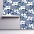 Load image into Gallery viewer, Antique Victorian blue floral peel and stick wallpaper
