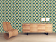 Load image into Gallery viewer, Mid-century modern vintage retro blue geometric peel and stick wallpaper

