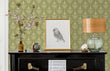 Load image into Gallery viewer, Antique Victorian green damask peel and stick wallpaper
